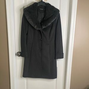 Polo by Ralph Lauren Charcoal Pea Coat with Faux Fur Collar